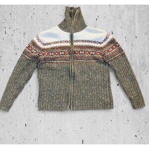 Vtg Tiara International Cardigan Women Large Zip Up Grandma Y2k